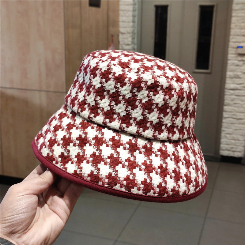 Retro Black And White Classic Thousand Bird Case Fisherman Hat Big