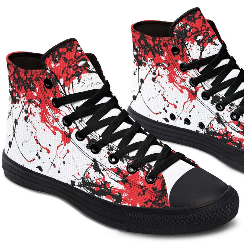 Men's And Women's Fashion Color Printing High-top Canvas Shoes