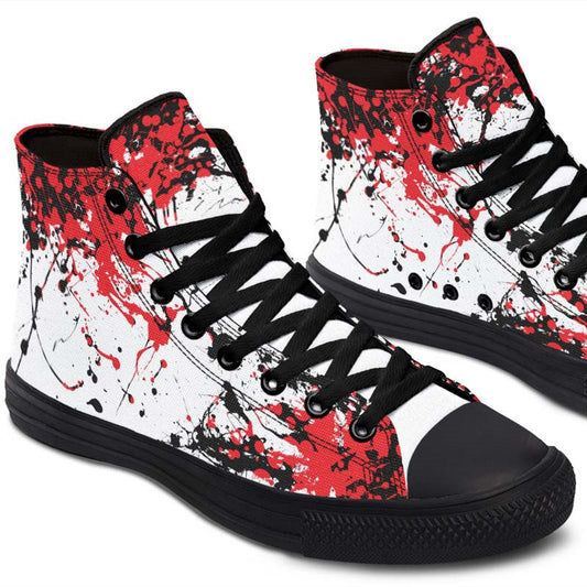 Men's And Women's Fashion Color Printing High-top Canvas Shoes