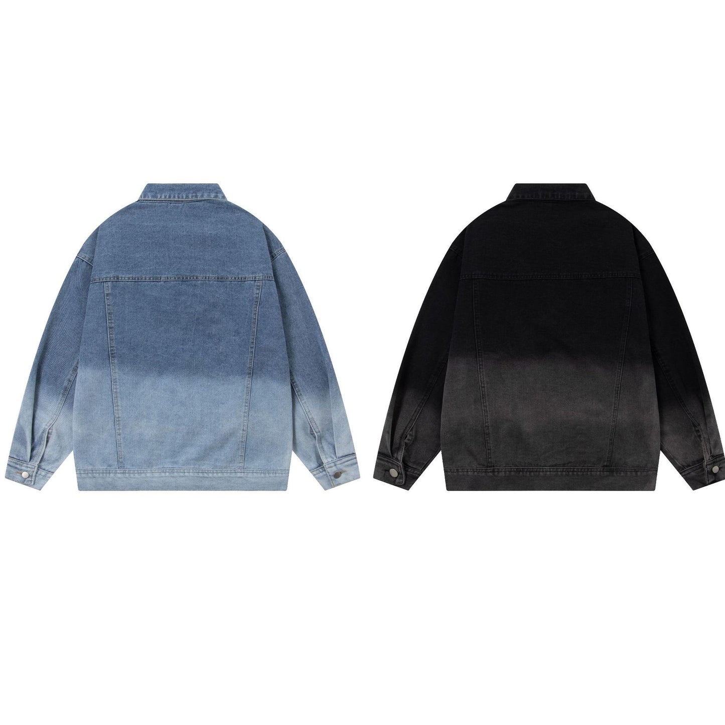 Jakke i denim med lynlåslukning og syninger