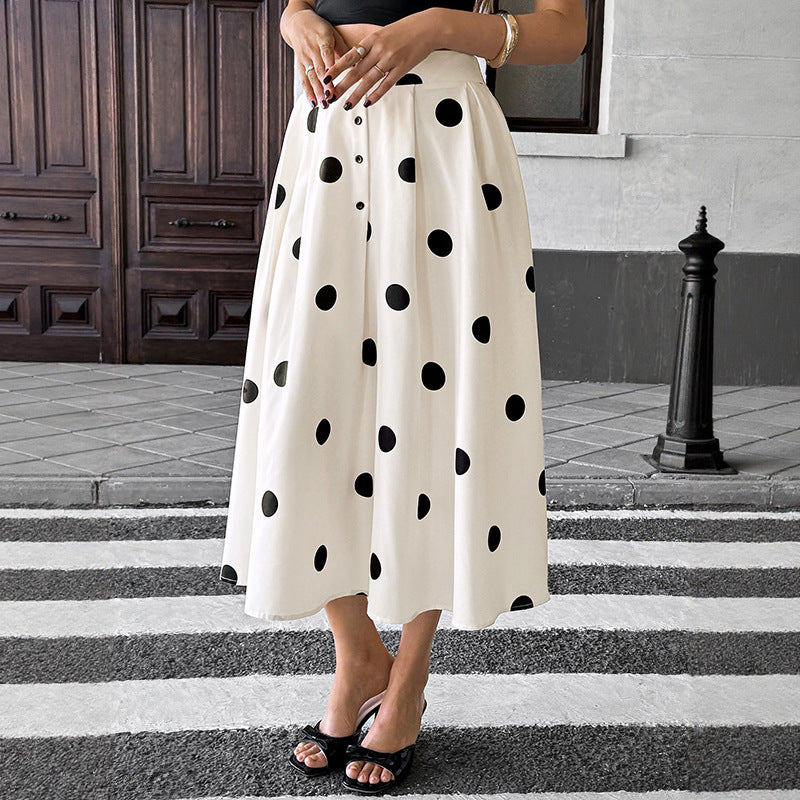New Exquisite Polka-dot Retro Elegant A-line Skirt