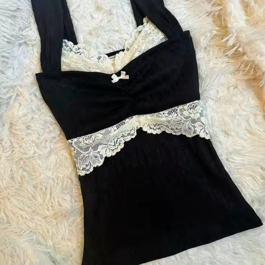Harajuku Hot Girl Lace Bow Y2g Retro Easy Matching Vest