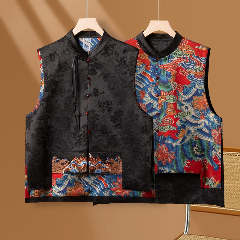 Chinese Retro Ethnic Style Double-sided Embroidered Vest