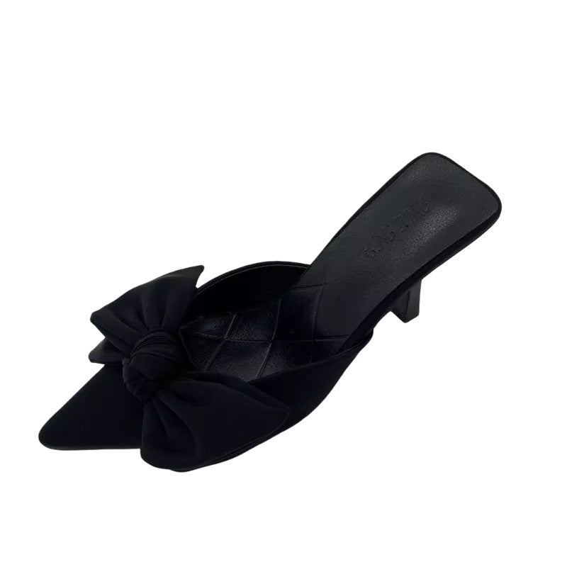 New Style Of Large Heels And Small Bow Sandals