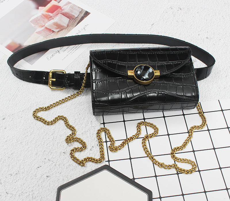Fashion Double Bread New Limited Ring Half-moon Gemstone Chain Shoulder Bag