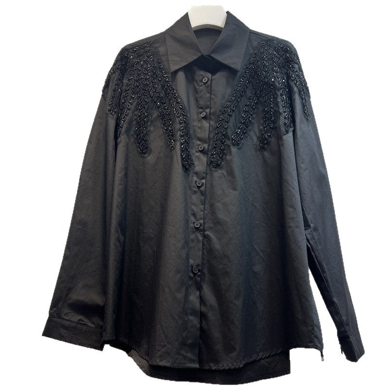 Heavy-duty Jacquard Embroidery Single-breasted Lapel Loose-fit Shirt