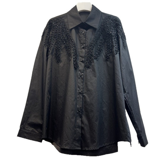 Heavy-duty Jacquard Embroidery Single-breasted Lapel Loose-fit Shirt