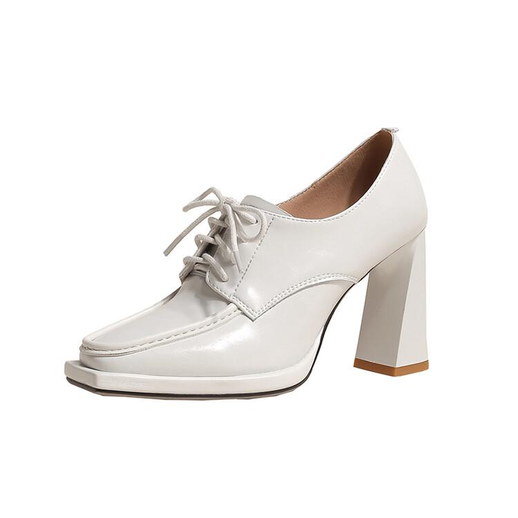 Women's Patent Leather Chunky Heel Platform Shoes