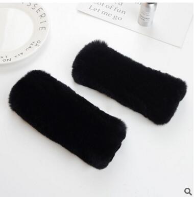 Rabbit Fur Half Finger Gloves Padded