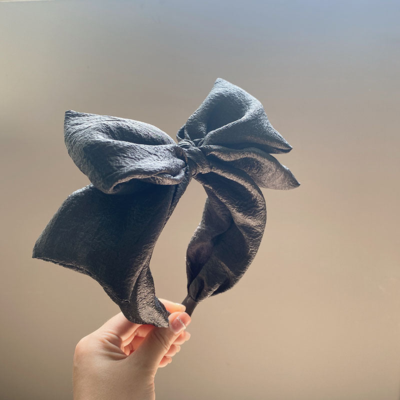 Seersucker Oversized Bow Headband High Sense Wide-brim Hair Accessories