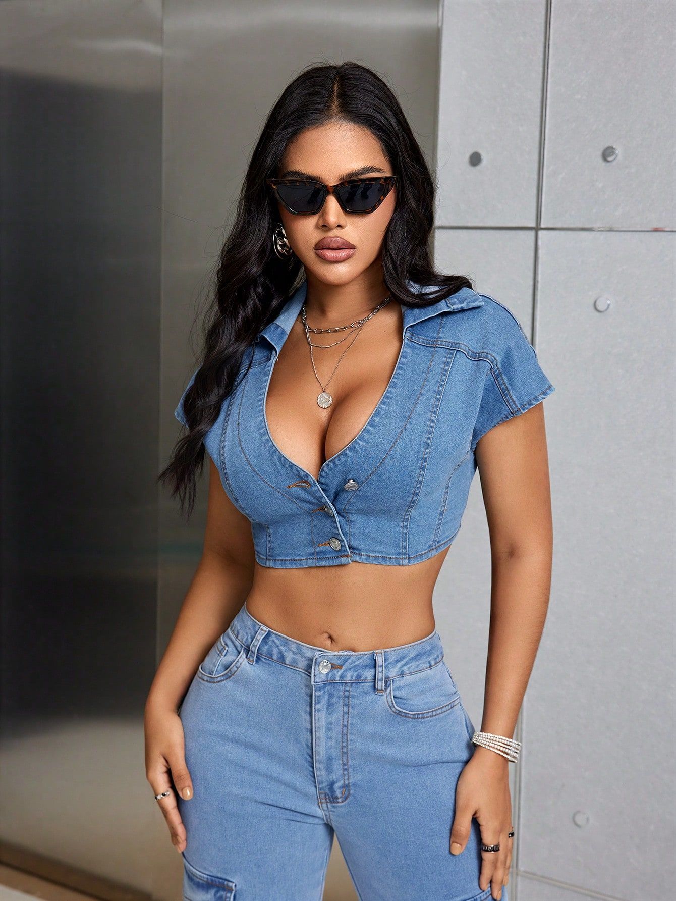 Stylish Womens Casual Streetwear Denim Top