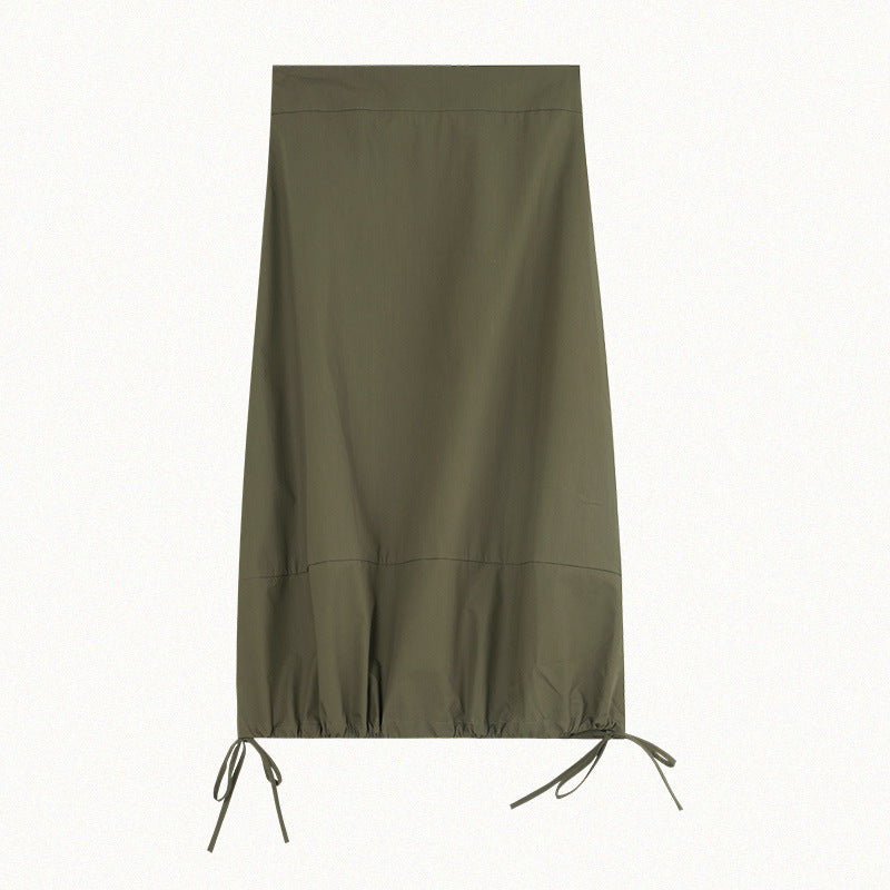 Elegant Simple Korean Style Drawstring At Hem A- Line Skirt
