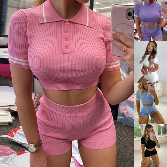 Short-sleeve Top And Shorts Set Sweater And Shorts Two-piece Set