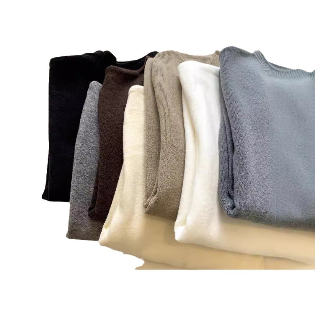 Simple Casual Stand Collar Shoulder Long Sleeve Sweater