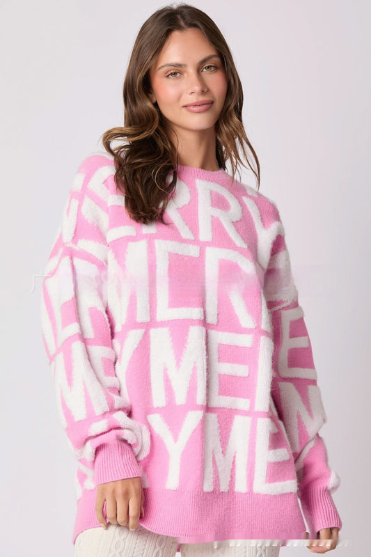 Women's Christmas Letter Loose Pullover Sweater