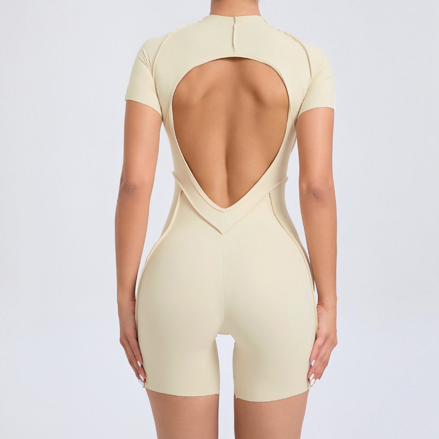 Backless Short Sleeve One-piece