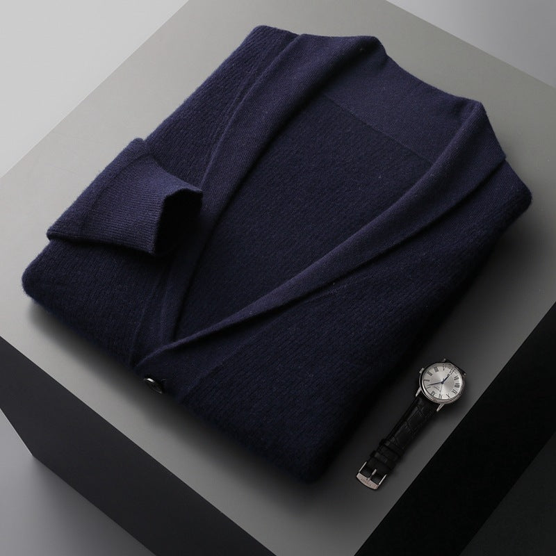 Pure Wool Men's Business Casual Middle-aged Loose Button Coat