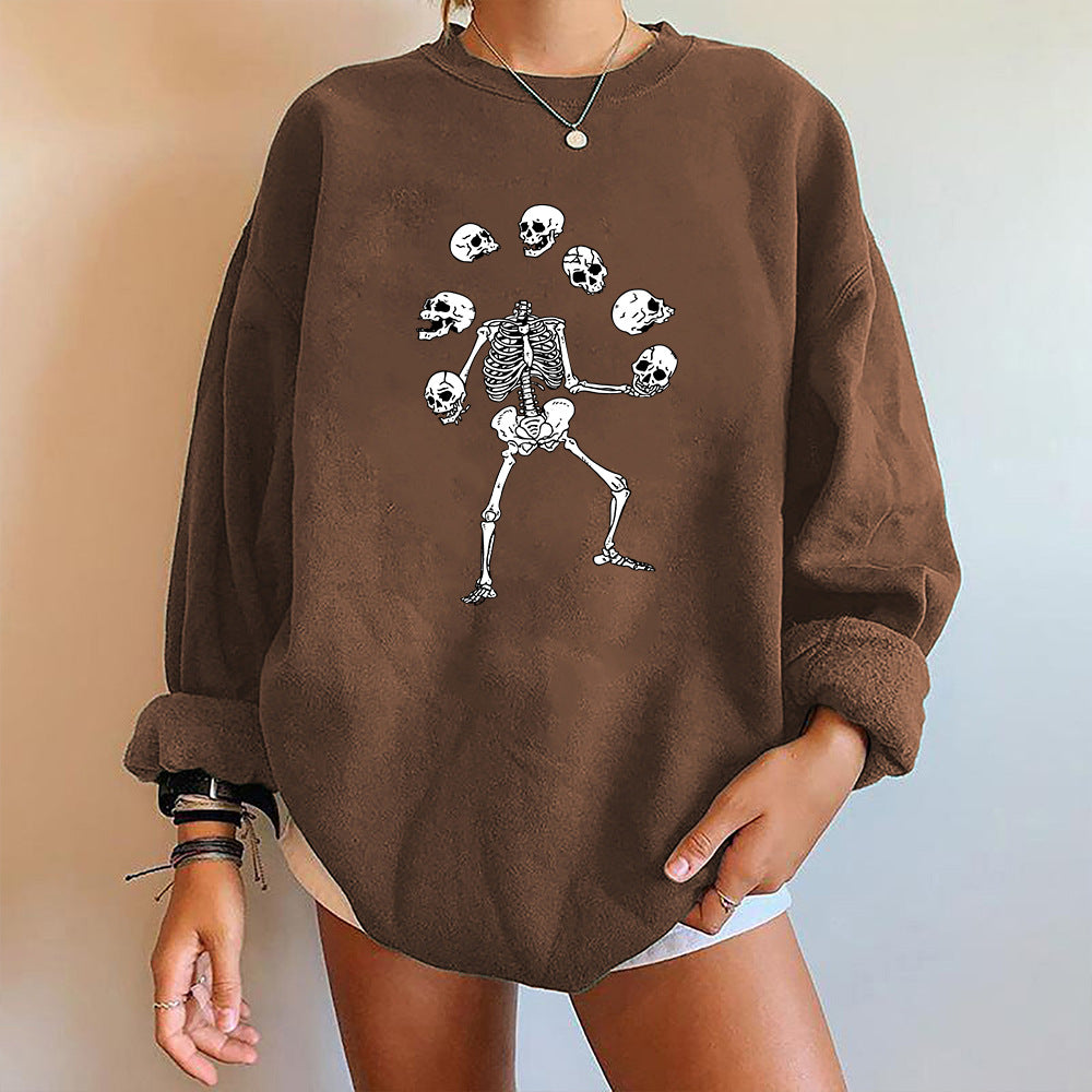 Løs casual Halloween-top med kreativt print til kvinder