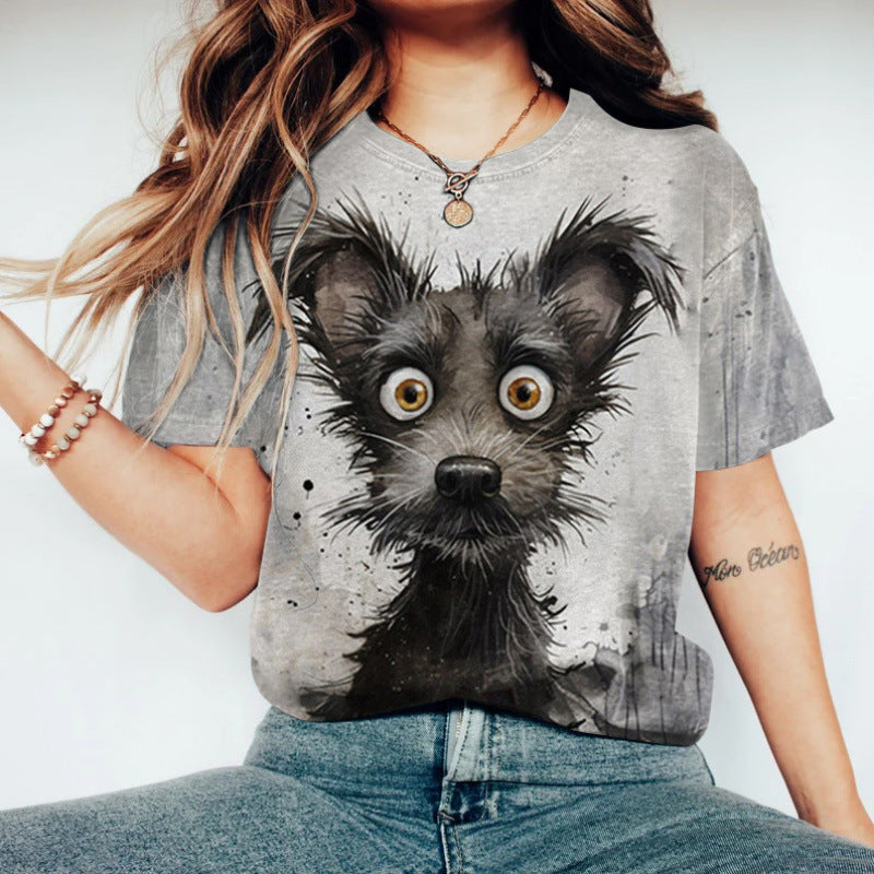 Women's T-shirt Crew Neck Short Sleeves Loose Fit 3D Print