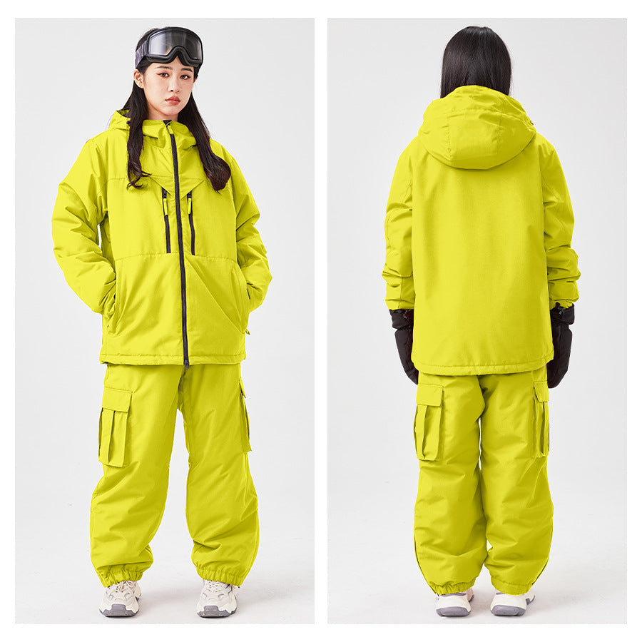 White, Padded, Waterproof, Loose-fitting Top-and-pants Set