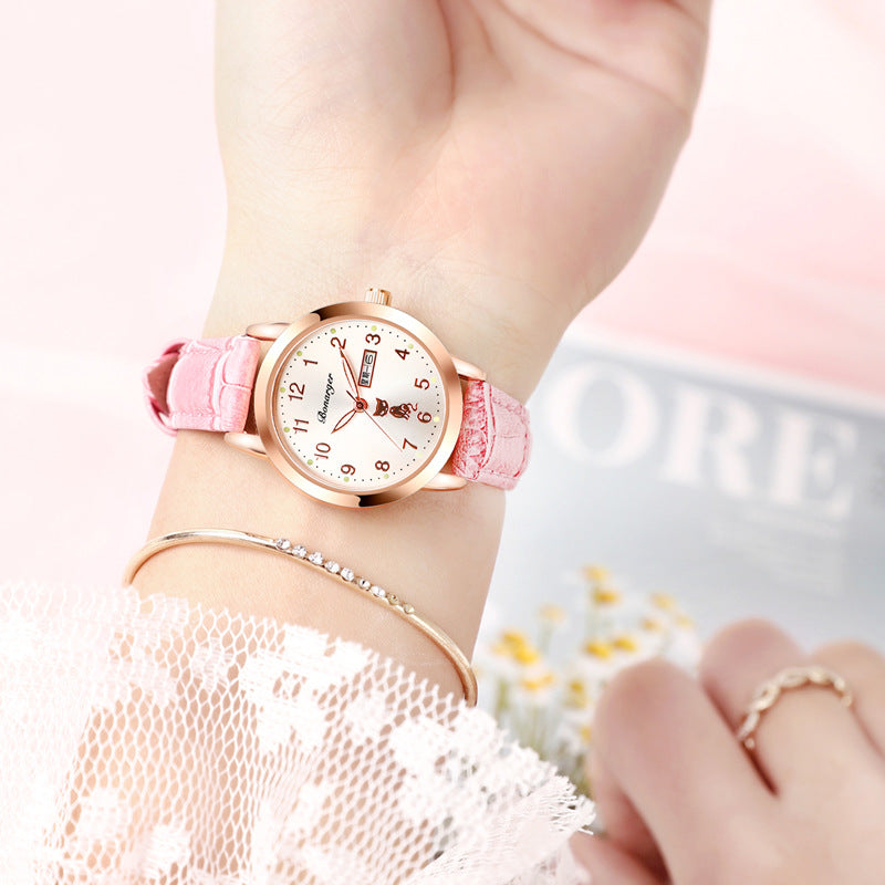 Women's Luminous Quartz Watch With Simple Waterproof Belt