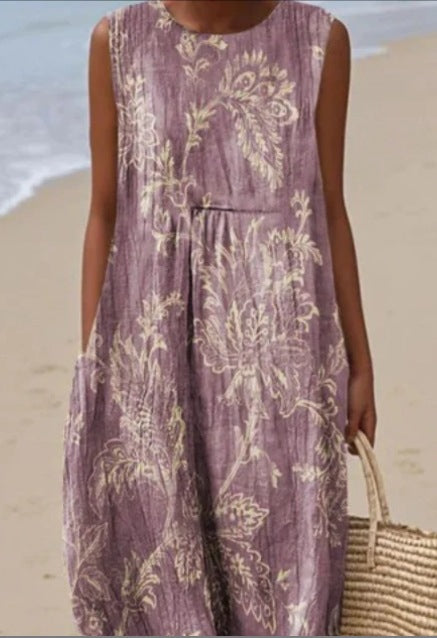 Womens Sleeveless Casual Printed Elegant Dress