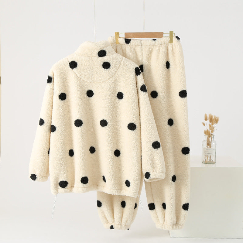 Women's Flannel Thickened Zippered Two-Piece Pajamas