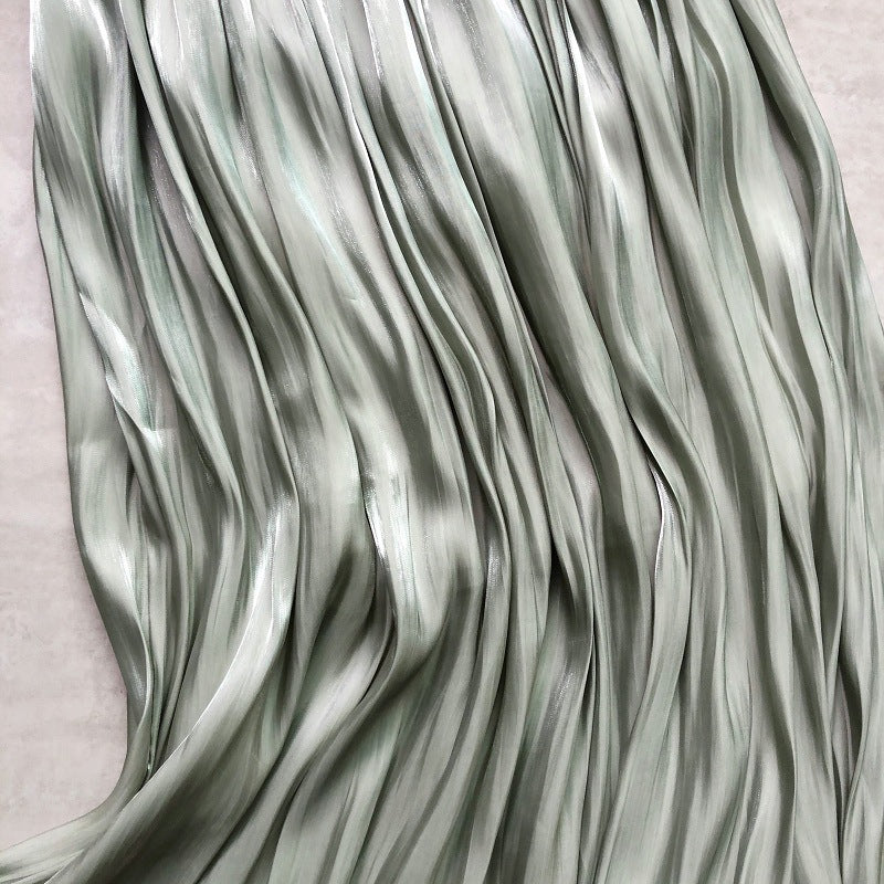 Glossy Silky Pearl Glossy Satin Pleated Skirt