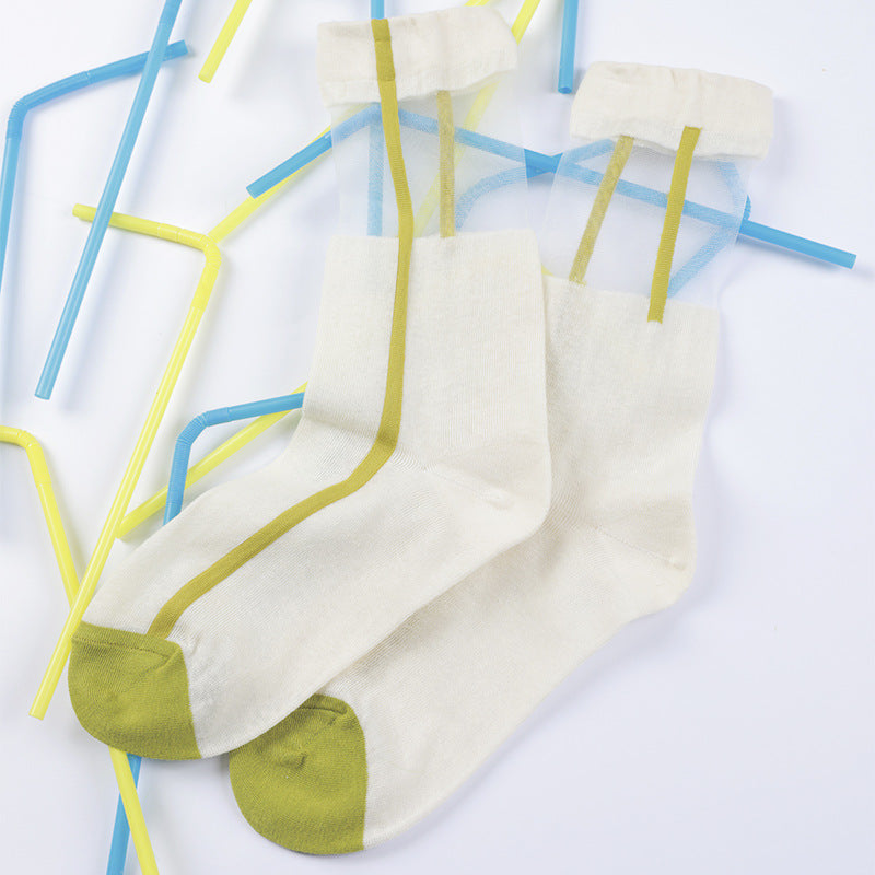 Women's Thin Breathable Spun Glass Simple Cotton Sock