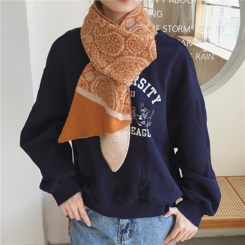 Cashew Flower Thickened Warmth Student Scarf