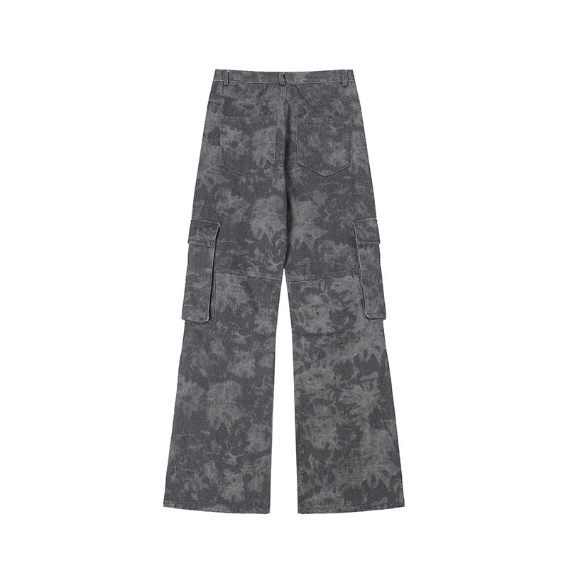 American High Street Fashion Brand Camouflage Rivet Multi-pocket Workwear Jeans