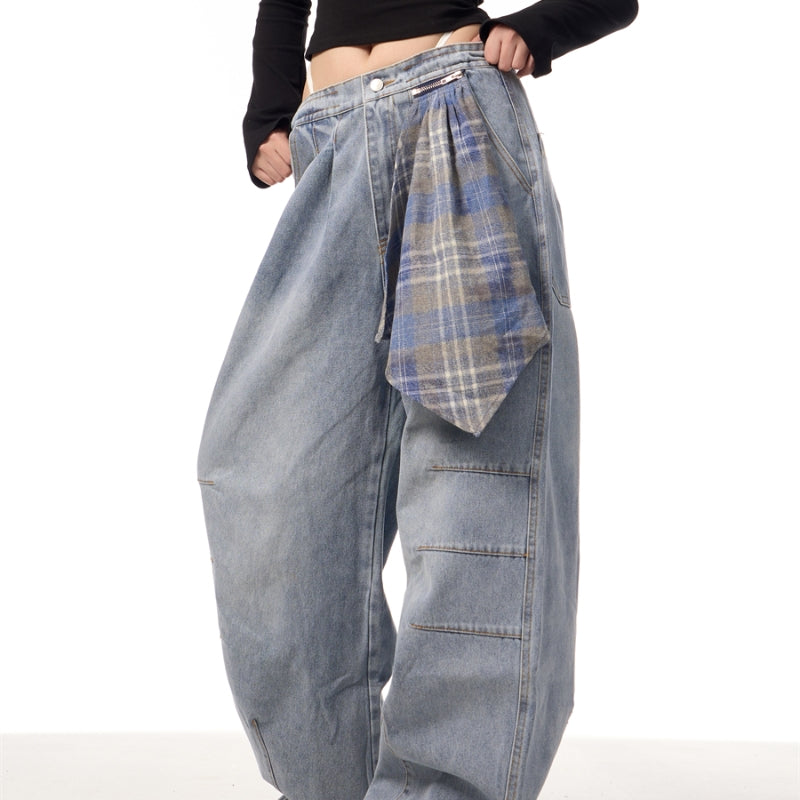 Retro Machete Lynlås Aftagelig Firkantet Tørklæde Profil Jeans