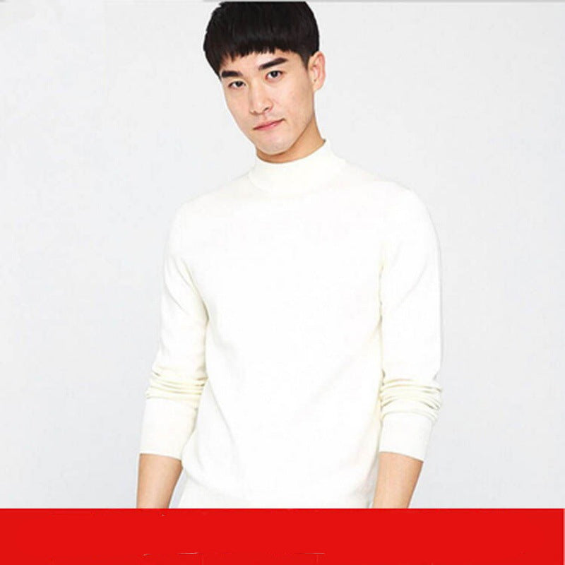 Pullover Sweater Korean Style Slim Youth Mid Collar Sweater Thick