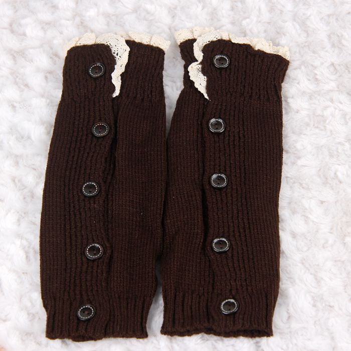Children's Button Knitted Wool Pile Warm Foot Cover