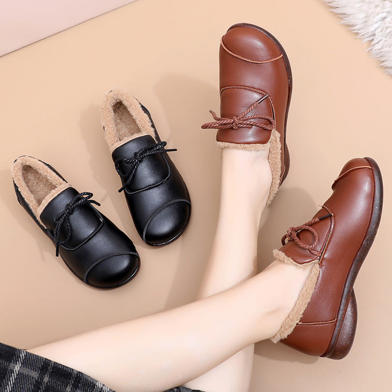 Flat Non-slip Slip-on Fleece-lined Warm Shoes
