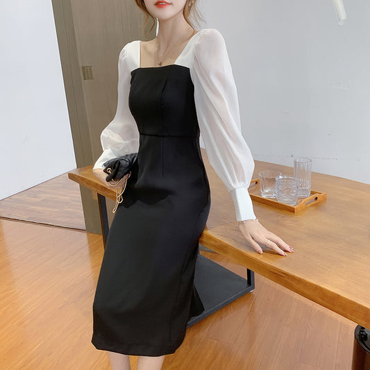 French Vintage Square Neck Dress Girl