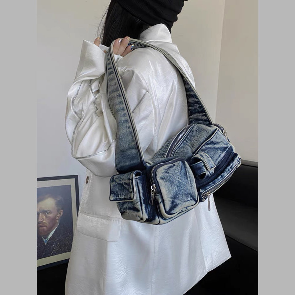 New Niche Biker-style Multi-pocket Underarm Bag