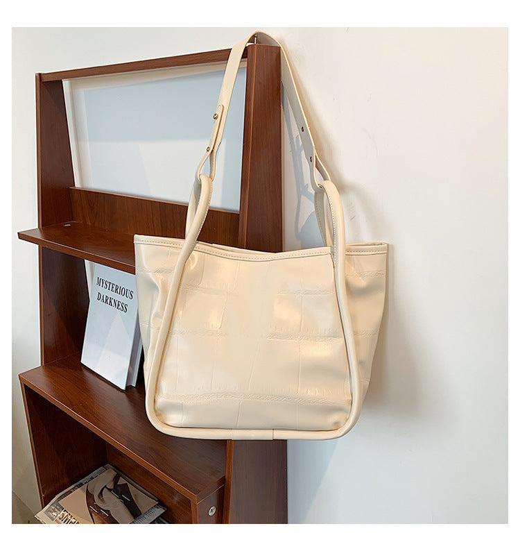Female Simple Net Red Tote Bag Texture Commuter Briefcase Handbag