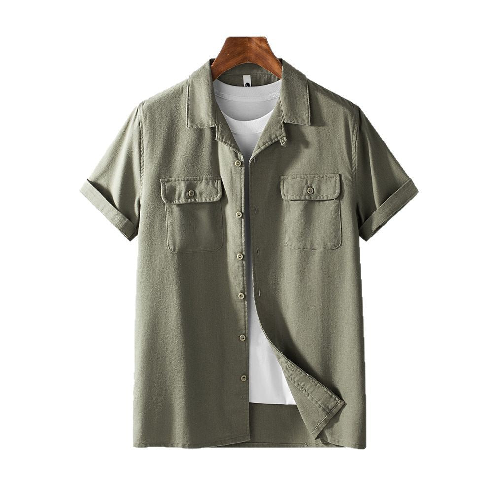 Retro Lapels Workwear Breathable Men's Shirt