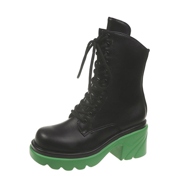 High-heeled Thick-heeled Short  Motorcycle Fashion Women's Boots