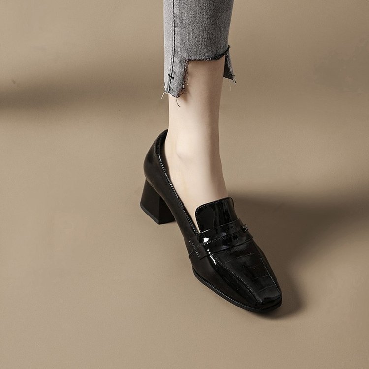 Women's Deep Mouth Leather Shoes High Heel
