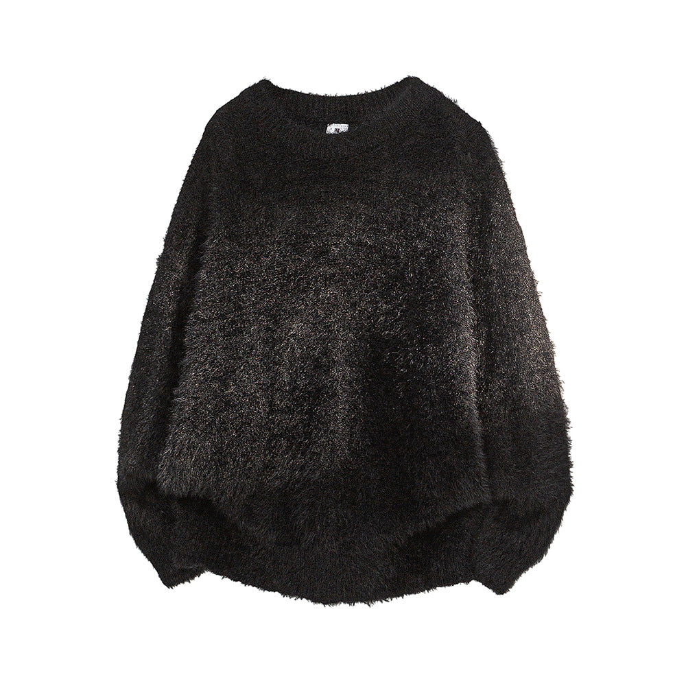 Fashionable Loose-fit Casual Solid-color Crewneck Sweater