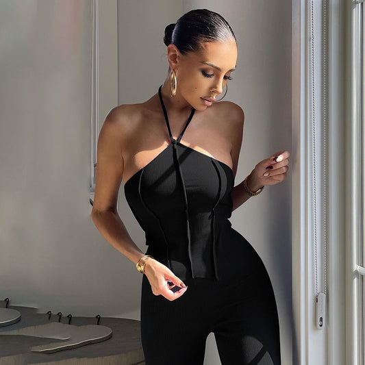 Europæisk og amerikansk sexet halterneck-camisole