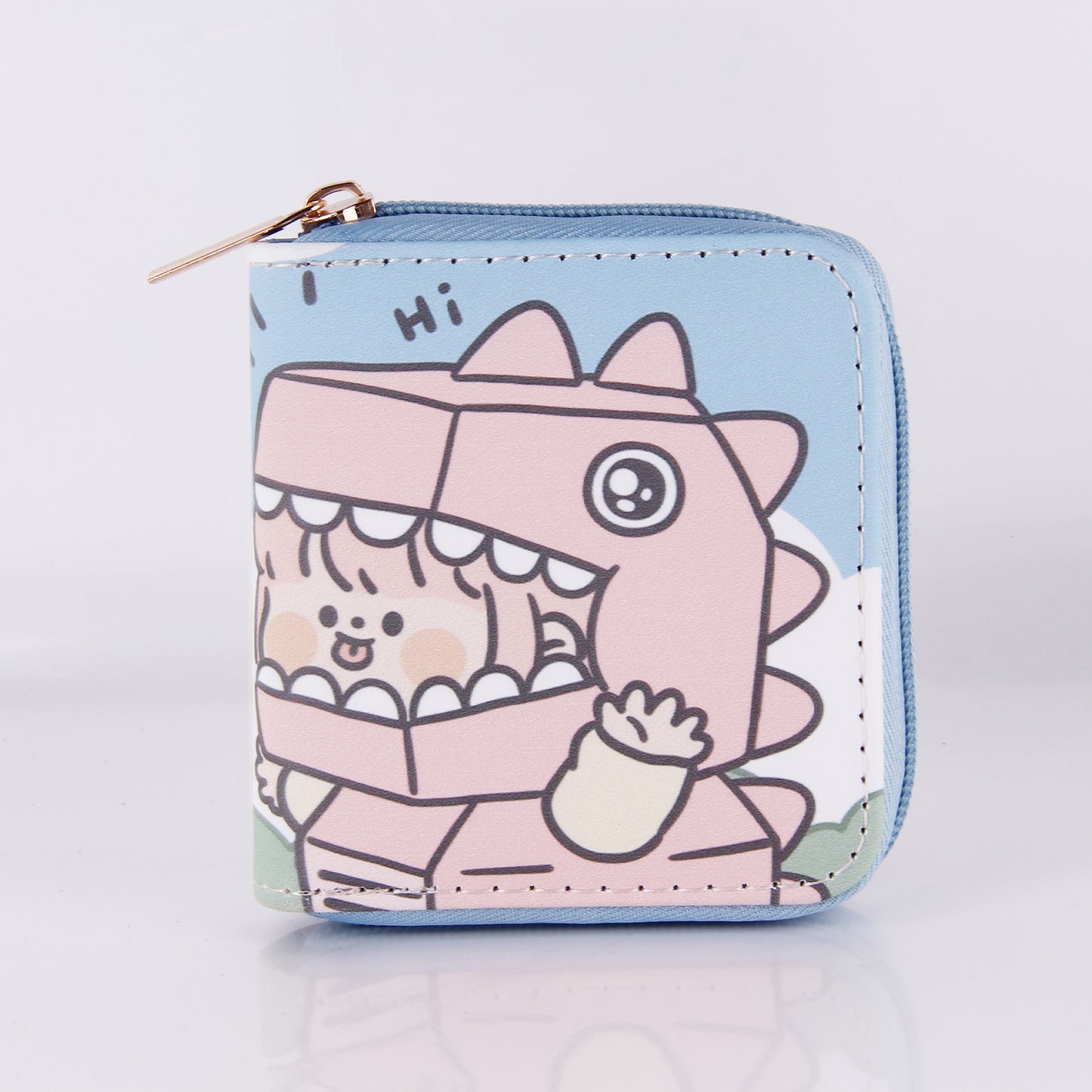 Cartoon Little Dinosaur PU Short Zip Small Purse