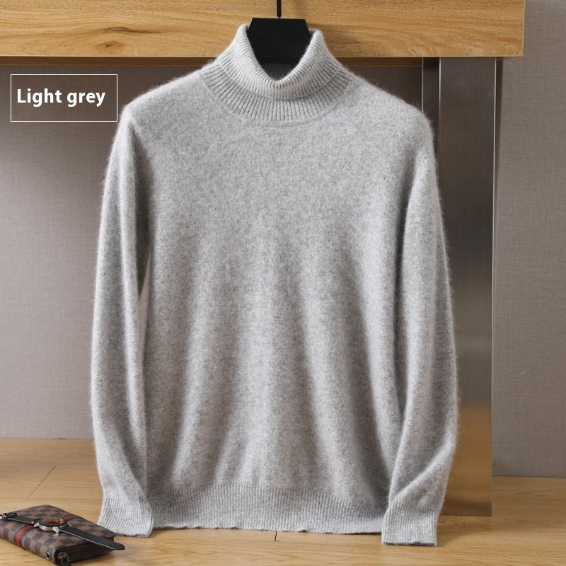 Efterår Vinter Mænd Høj Krave Løs Ensfarvet Pullover Mink Underdel Sweater