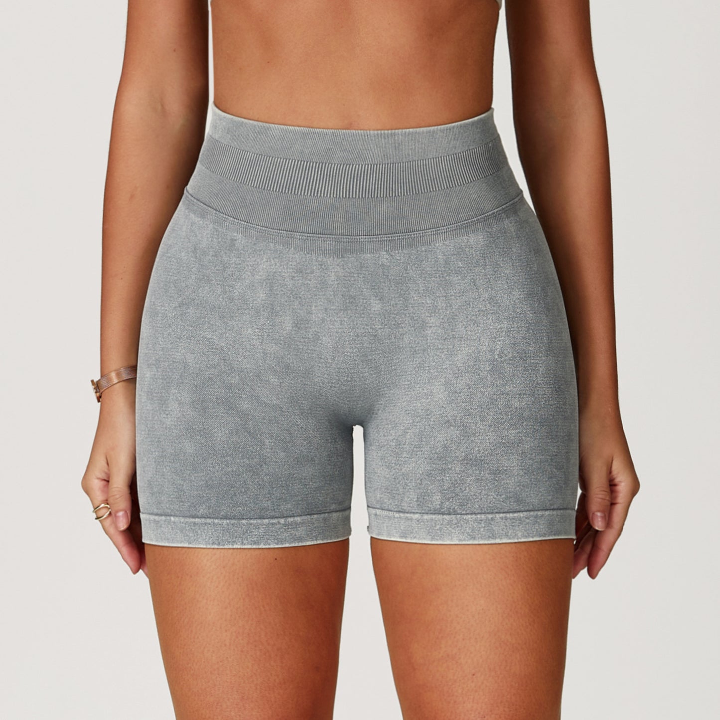 Seamless Stone Washed Yoga Shorts High Waist Hip Lift Shorts
