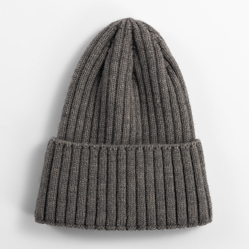 Knitted Hat Women's Korean-style Versatile Solid Color Woolen Hat Women's Outdoor Thickened Warm Beanie Hat