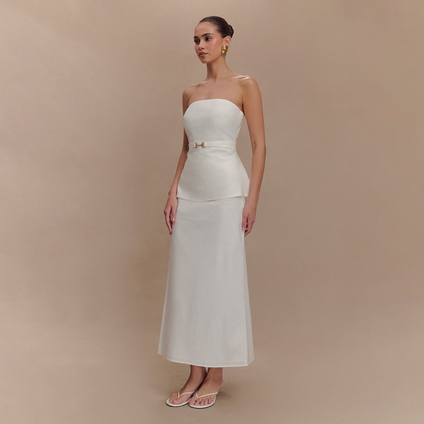 Womens Solid-Color Sleeveless Top And Skirt Set
