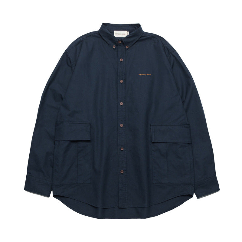 Solid Color Youth Shirt Loose Couple Long Sleeve Shirt