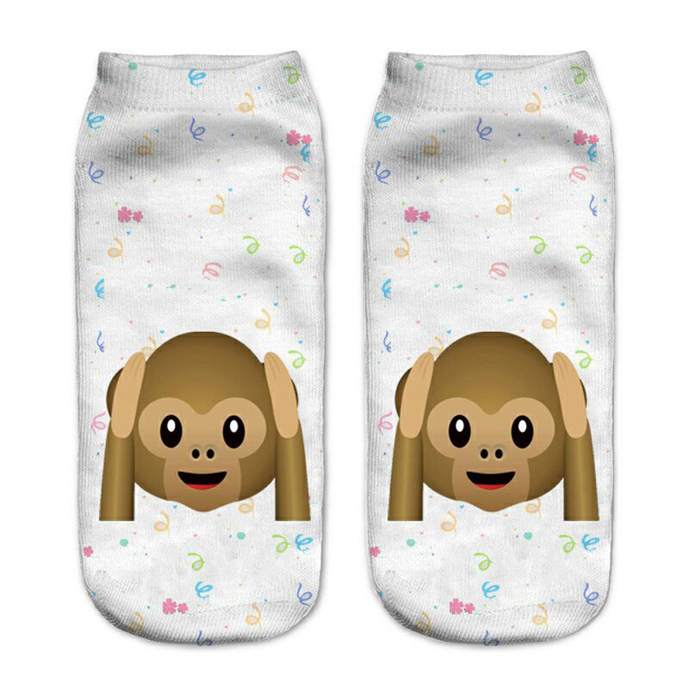 Printed Female Socks Owl Pattern Animal 3D Printed Short Socks